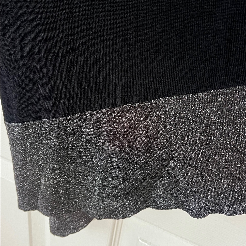 Eileen Fisher Black‎ & Silver Asymmetrical Tunic Top Dress, Sz XS - Picture 4 of 6
